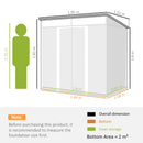 Casetta Box da Giardino 195x122x181,5 cm con Porte Scorrevoli e Pavimentazione in Acciaio Grigio Chiaro      