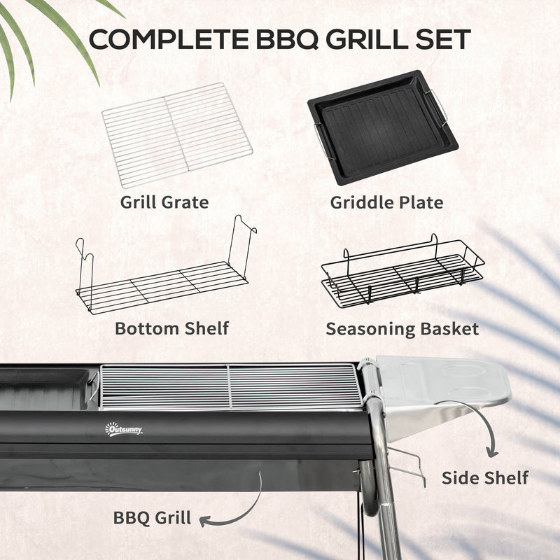 Barbecue a Carbone Carbonella 96x61x72 cm in Acciaio Nero