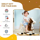 Cavallo a Dondolo per Bambini 68x26x62 cm con Suoni in Peluche Marrone
