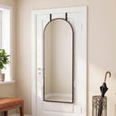 Specchio da Parete e Porta ad Arco 40x110 cm con Ganci e Cornice in Lega di Alluminio e Vetro Temperato Nero      