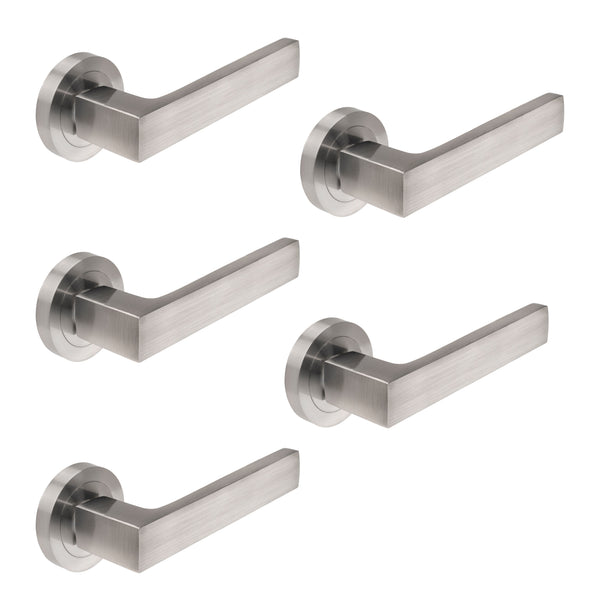 Maniglie Mackay per Porta da Interno con Rosetta Ø50 mm Alluminio Nickel Satinato 5 Sets. Emuca acquista
