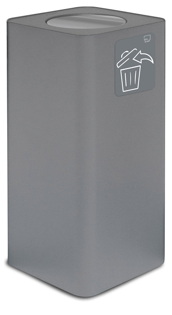 Pattumiera Per Raccolta Rifiuti 38x38xh80 cm In Acciaio Verniciato con Coperchio Basculante Grigio acquista