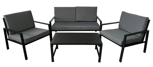 Set da Giardino Divano 2 Poltrone e Tavolino in Alluminio Grigio sconto