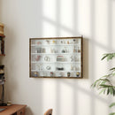 Bacheca Vetrina a Muro 4 Ripiani Regolabili 80x9,5x60 cm in Vetro e Legno Marrone      