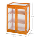 Mini Serra da Giardino 58x44x78 cm 3 Ripiani in Legno e Policarbonato Arancione
