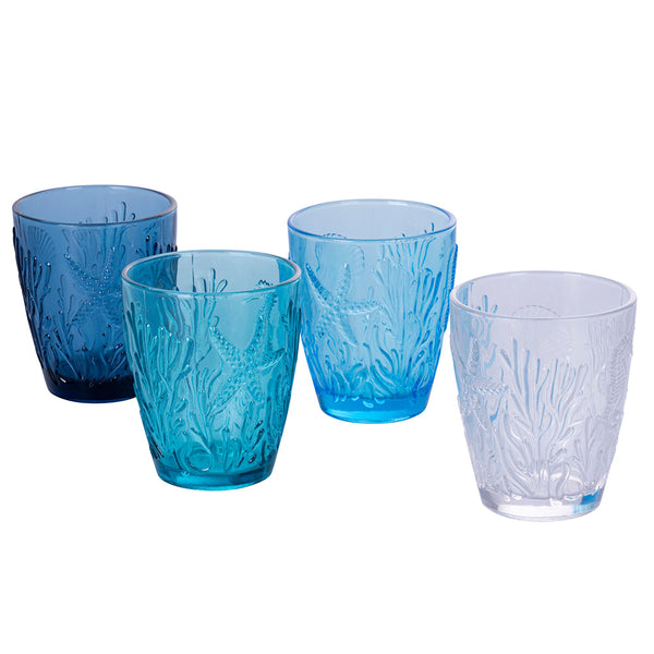 Set 4 Bicchieri Acqua Pantelleria Ocean in Vetro VdE Tivoli 1996 Blu sconto