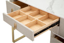Consolle Trucco da Camera Beauty 120x75x40 cm in Legno MDF e Metallo Crema/Oro