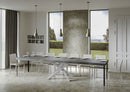 Tavolo Allungabile 140-400x90x77 cm Volantis Premium Cemento Telaio Bianco 