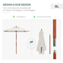 Ombrellone da Giardino Rettangolare Inclinabile 200x150x235H cm Apertura a Corda Beige 
