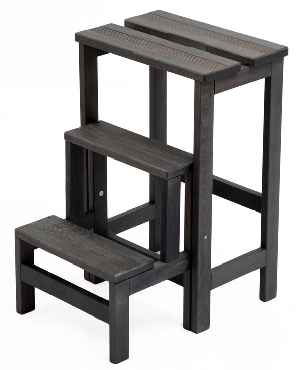 sconto Sgabello Scaletta 60x40x46 cm in Legno Grigio Scuro