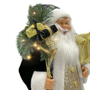 Babbo Natale Abito in Velluto H90 cm con Suoni Nero e Oro