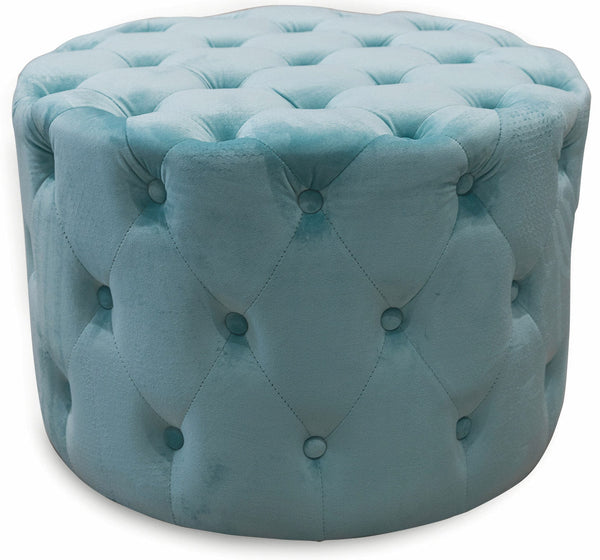 acquista Pouf Poggiapiedi Sgabello Tondo Ø60 cm in Velluto Soriani Verde Tiffany