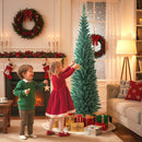 Albero di Natale Artificiale Slim 48x48x180 cm con 321 Rami a Forma di Abete e Base in Plastica Verde      