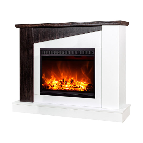 online Camino Elettrico da Pavimento 90x115x27 cm Effetto Fiamma 1500W Gaspar & Lorance Bianco/wenge