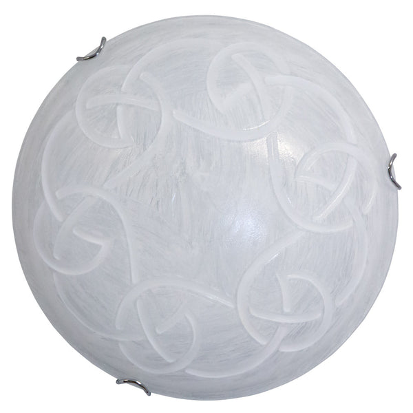 sconto Plafoniera 2xE27 Ganci Cromo Vetro Graffio Bianco E-Energy Ada