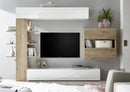 Parete Attrezzata Mobili Soggiorno Mobile TV Libreria 2 Pensili TFT Akira 1 Bianco e Rovere