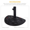 Base per Ombrellone a Mezzaluna 50x31x32 cm per Pali da Ø3,8 e Ø4,8 cm in Resina Nero 