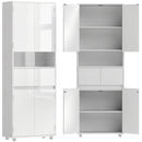 Mobile Bagno Alto Slim 60x30x170 cm con Cassetti e Ripiani in MDF e Acciaio Bianco Lucido      