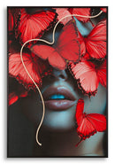 Stampa con LED su Tela Butterflies 60x3,5x90 cm in Tela e Plastica e MDF Multicolor      