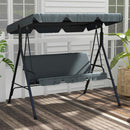 Dondolo 3 Posti con Tettuccio Regolabile 172x110x153 cm in Acciaio e Poliestere Grigio