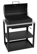 Mobile Cucina Barbecue a Carbone 90,2x60,7x94 cm con Ripiani Inferiori e 3 Griglie in Acciaio Nero      