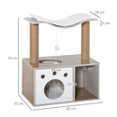 Albero Tiragraffi per Gatti 60x37x74 cm con Cuccia in Legno Marrone Chiaro