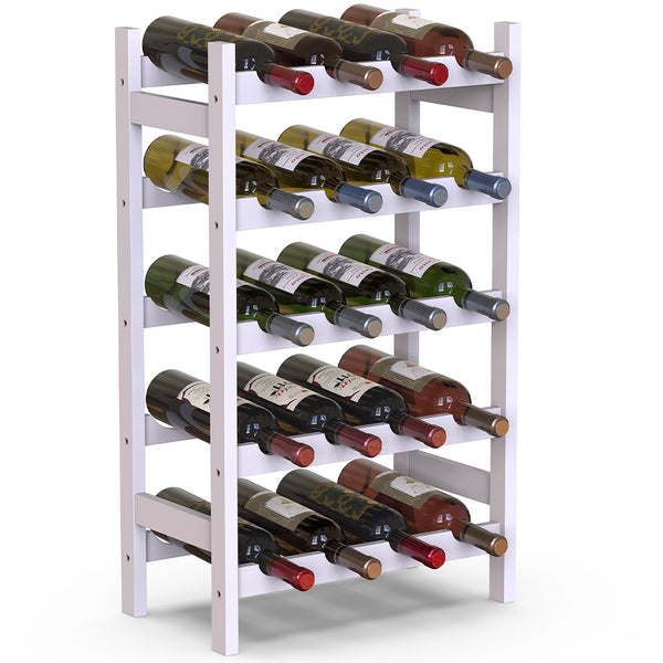 Cantinetta Portabottiglie di Vino  20 Posti in Legno Bambù Bianco online