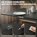 Set da Pranzo con Tavolo Allungabile 120x80x76 cm e 4 Sedie Impilabili in MDF e Metallo Nero      