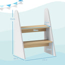 Sgabello Montessori per Bambini 3-8 Anni a 2 Gradini 43x30x55 cm con Bordi Arrotondati in MDF e Multistrato Bianco      
