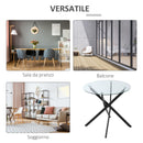 Tavolino da Salotto Ø80x75 cm con Piano in Vetro Gambe in Metallo Nero