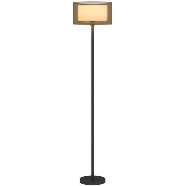 Lampada da Terra Design Moderno con Doppio Paralume Attacco E27 e Interruttore a Pedale in Metallo Ø33 x 152.5 cm Nero acquista