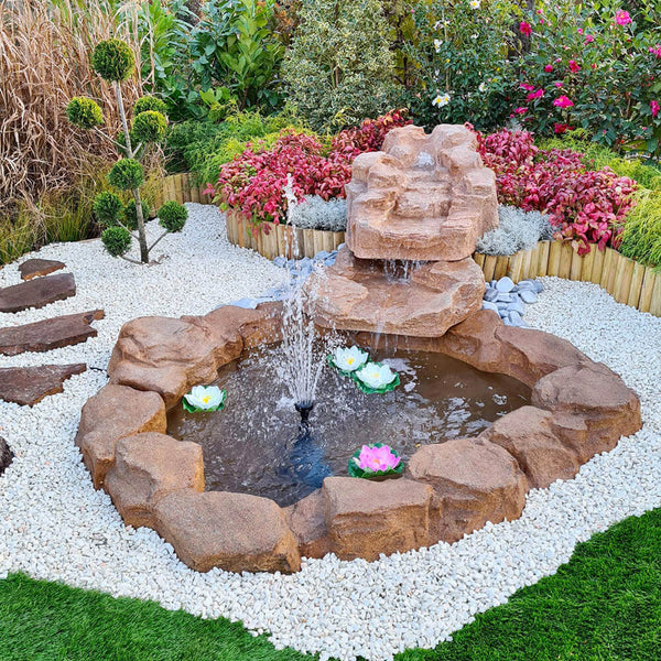 prezzo Cascata Artificiale Roccia da Giardino 265x145 cm in Vetroresina con Pompa