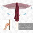 Ombrellone da Giardino 2x3 m Palo Ø38 mm in Legno e Poliestere Bordeaux