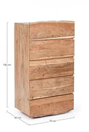 Cassettiera 5 Cassetti 70x45x130 cm in Legno Marrone