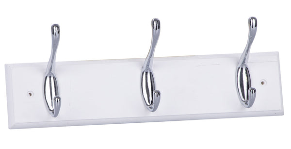 sconto Appendiabiti da Parete 10,5x7x30 cm in Legno e Acciaio Bianco