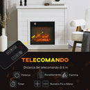 Camino Elettrico da Pavimento 1800W Effetto Fiamma e Telecomando 96,5x22x81,7 cm Bianco