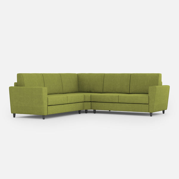 Divano Angolare 5 Posti 228x228x85 cm Yasel in Tessuto Verde prezzo