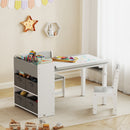 Set Tavolo e 2 Sedie per Bambini con Vani Contenitore 102,5x58x64 cm in Legno e Tessuto non Tessuto Grigio e Bianco  