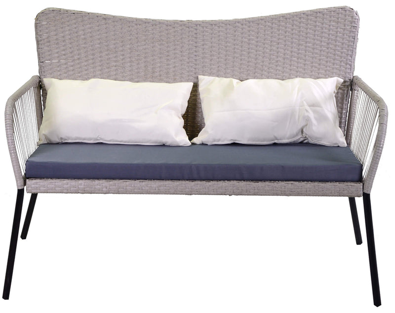 Set da Giardino Divano 2 Poltrone e Tavolino in Polyrattan Laredo Melange Grigio