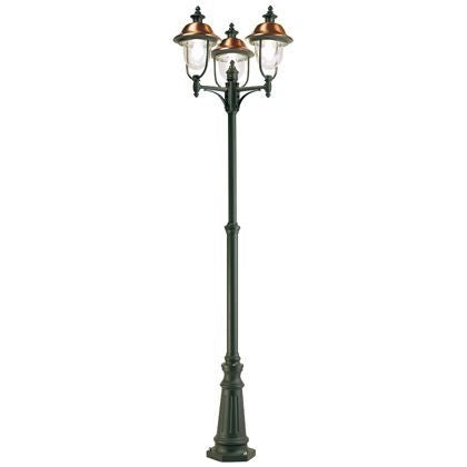 sconto Lampada Palo per Giardino Alto Tre Luci Color Grigio e Rame da Esterno Linea Rustica Sovil