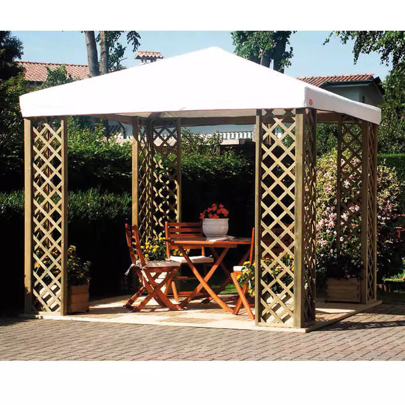 Gazebo da Giardino in Legno 3x3m con Copertura in PVC Taini Fox Pocket Salvia