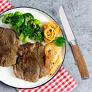 Set 4 Coltelli da Bistecca Lama Liscia Manico in Legno di Olivo