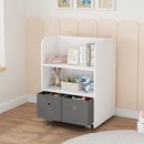 Libreria Montessoriana per Bambini con Ruote 2 in 1 Cassetti in Tessuto in Legno      