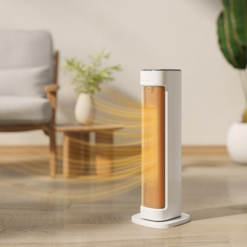 Termoventilatore Ceramico PTC 2000W con 3 Temperature Regolabili Timer e Telecomando Bianco      