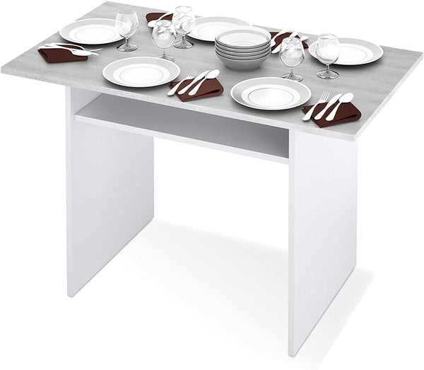 sconto Console Apribile a Libro 120x35x77 cm in Legno Bianco e Cemento