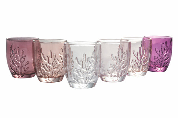 Set 6 Bicchieri Acqua in Vetro 340 ml Villa d'Este Home Tivoli Coral Provence sconto