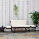 Divano da Giardino 2 Posti Trasformabile in Lettino in Rattan Sintetico Bianco 129x66x79 cm