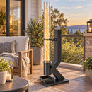 Stufa a Pellet da Esterno 13 kW 53x25x141 cm con Tubo in Metallo e Vetro Nero      
