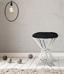 Sgabello Oslo Ø40x50 cm in Ferro e MDF e Spugna e Poliestere Argento e Nero