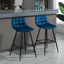 Set 2 Sgabelli Imbottite da Bar 45x47x88 cm in Metallo e Tessuto Vellutato Blu